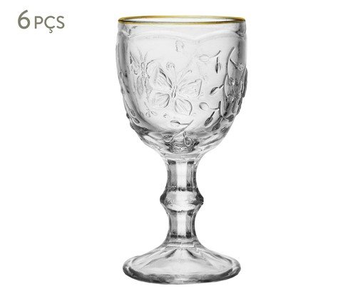 Jogo de Taças para Licor com Fio Dourado Butterfly, transparent | WestwingNow