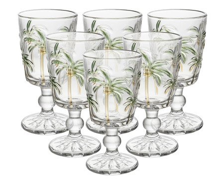 Jogo de Taças para Água Tropical Palm Hand Painting | Westwing