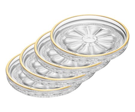 Jogo de Pratos Decorativos com Fio Dourado Belle Epoque | Westwing