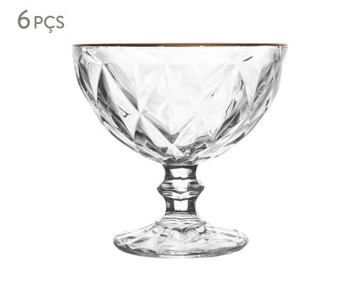 Jogo de Taças para Sobremesa com fio Dourado Diamond, transparent | WestwingNow