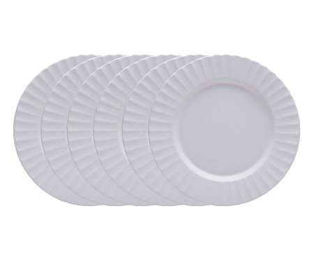 Jogo de Pratos para Sobremesa Gerbera Branco | Westwing