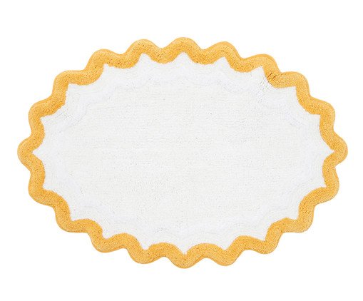Tapete de Banheiro Ripple Off-White e Amarelo, Off White | WestwingNow