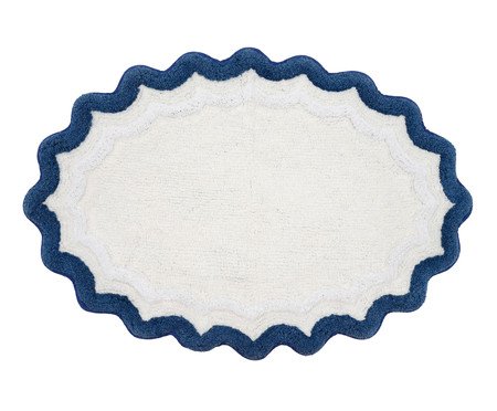 Tapete de Banheiro Ripple Off-White e Azul | Westwing