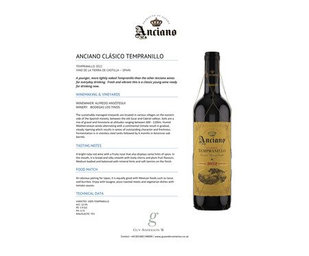 Anciano Classico Tempranillo Vino de La Tierra de Castilla Tinto | Westwing