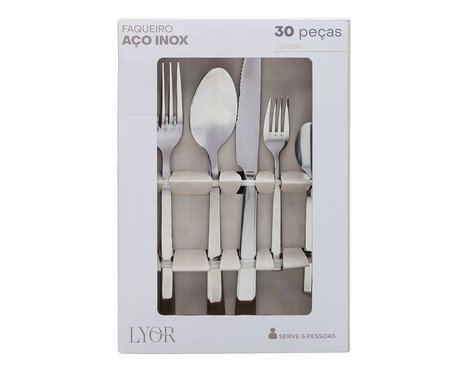 Faqueiro em Aço Inox Toledo - 30Pçs | Westwing