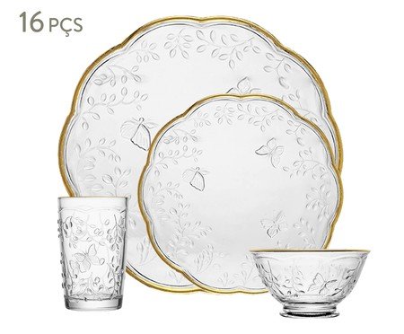 Aparelho de Jantar com Fio Dourado New Butterfly - 16Pçs | Westwing