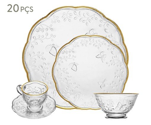 Aparelho de Jantar com Fio Dourado New Butterfly - 20Pçs, transparent | WestwingNow