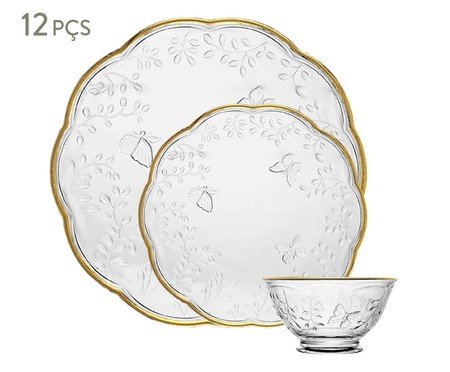 Aparelho de Jantar com Fio Dourado New Butterfly - 12Pçs | Westwing