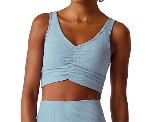 Top Decote Franzido Canelado - Azul Céu, blue | WestwingNow