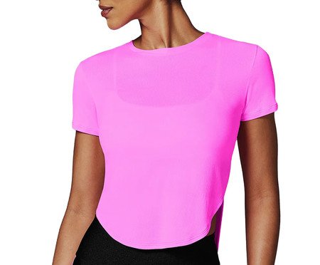 T-Shirt Cropped Básica - Pink Jelly