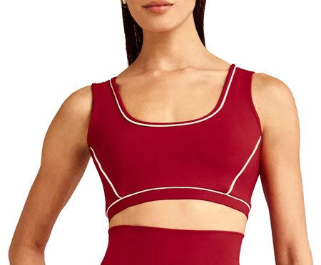 Top Alças Largas com Vivo Contrastante - Vermelho e Off-White Nata