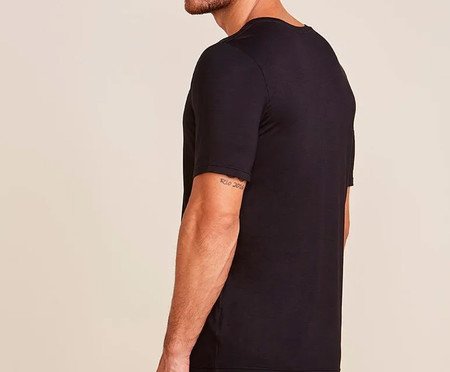 Camiseta Maculina Manga Curta Gola V Em Viscose - Preto | Westwing