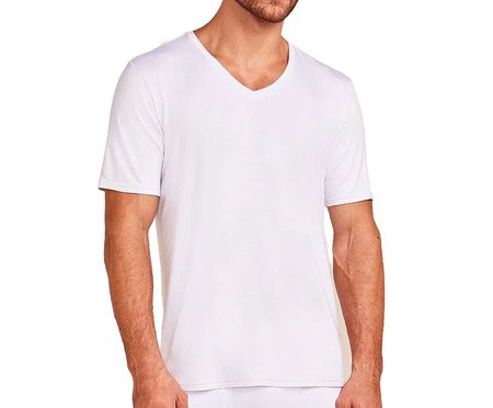 Camiseta Maculina Manga Curta Gola V Em Viscose - Branco | Westwing