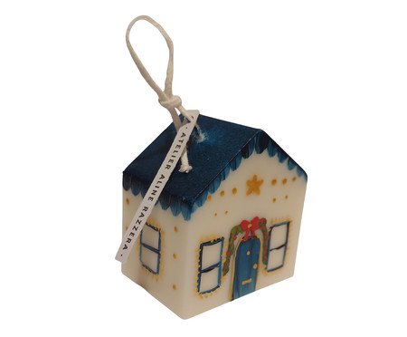 Vela Decorativa Casinha de Natal Azul | Westwing