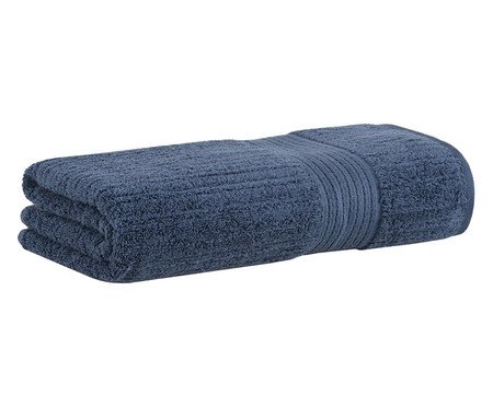 Jogo de Toalhas Fio Penteado Canelado Banho Azul | Westwing