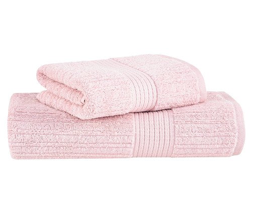 Jogo de Toalhas Fio Penteado Canelado Banho Rosa Claro, pink | WestwingNow