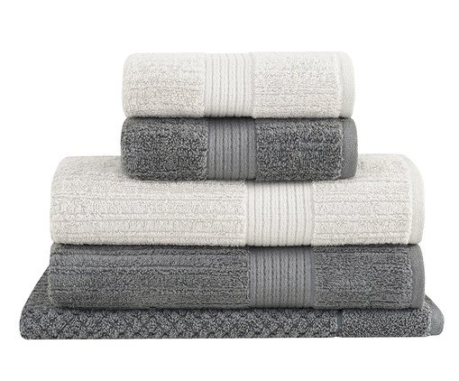 Jogo de Toalhas Fio Penteado Canelado Banho Cinza, grey | WestwingNow