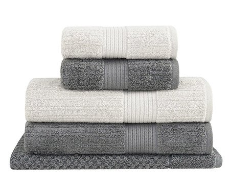 Jogo de Toalhas Fio Penteado Canelado Banho Cinza | Westwing