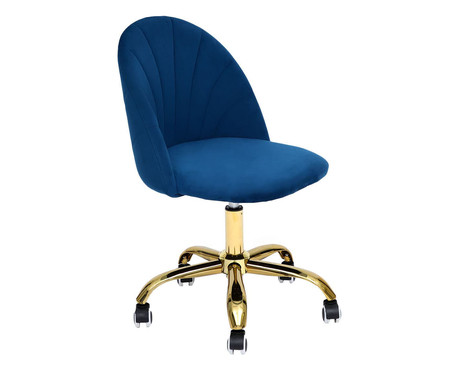 Cadeira de Escritório em Veludo Shell - Azul Marinho | WestwingNow