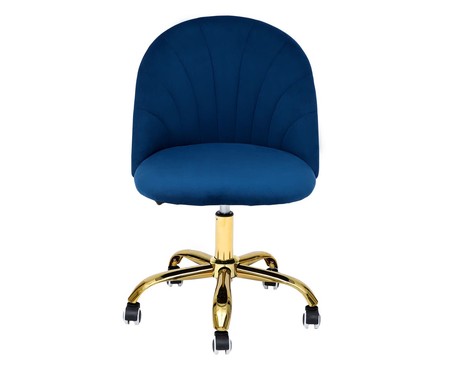Cadeira de Escritório em Veludo Shell - Azul Marinho | WestwingNow