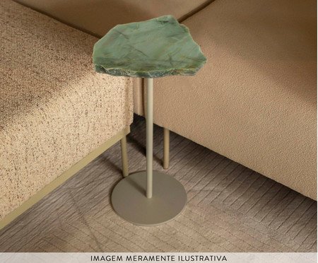 Mesa Lateral Flutuante Pedra Quartzo Bege - Aço | Westwing