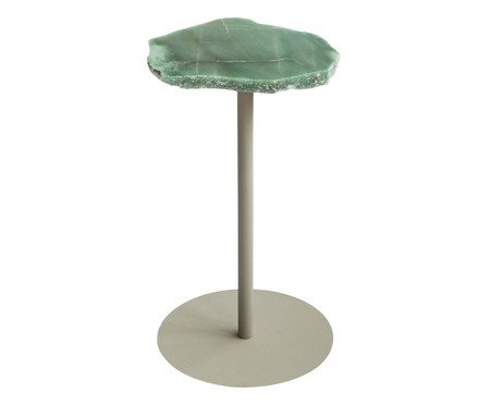 Mesa Lateral Flutuante Pedra Quartzo Bege - Aço
