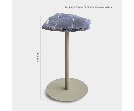 Mesa Lateral Flutuante Pedra Sodalita Bege - Aço | Westwing