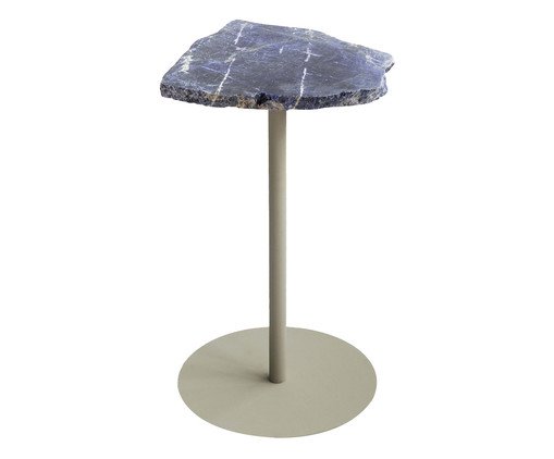 Mesa Lateral Flutuante Pedra Sodalita Bege - Aço, beige | WestwingNow