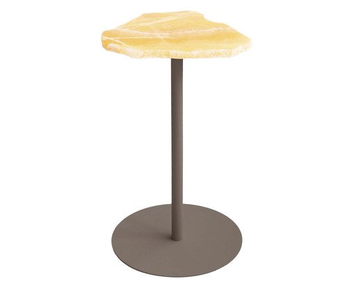Mesa Lateral Flutuante Pedra Calcita Marrom - Aço, yellow | WestwingNow