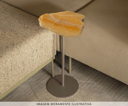 Mesa Lateral Flutuante Pedra Calcita Marrom - Aço | Westwing