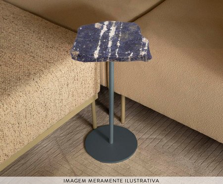 Mesa Lateral Flutuante Pedra Sodalita Azul - Aço | Westwing