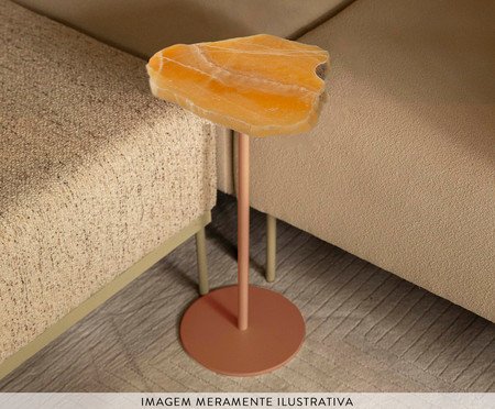 Mesa Lateral Flutuante Pedra Calcita Terracota - Aço | Westwing