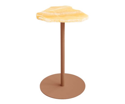 Mesa Lateral Flutuante Pedra Calcita Terracota - Aço, yellow | WestwingNow