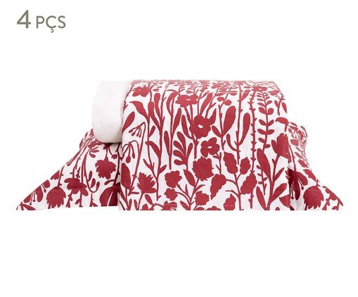 Jogo de Lençol Floral Artsy Vermelho 200 Fios, red | WestwingNow