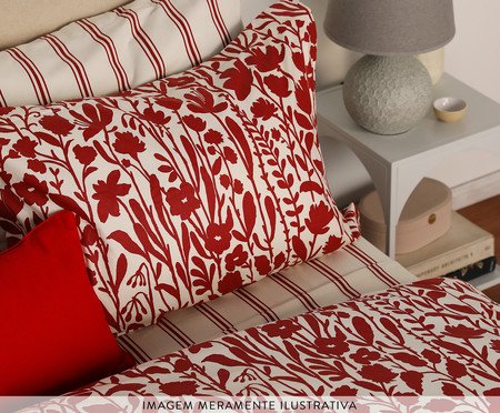 Jogo de Cobre-Leito Listras Capri Vermelho 200 Fios | Westwing