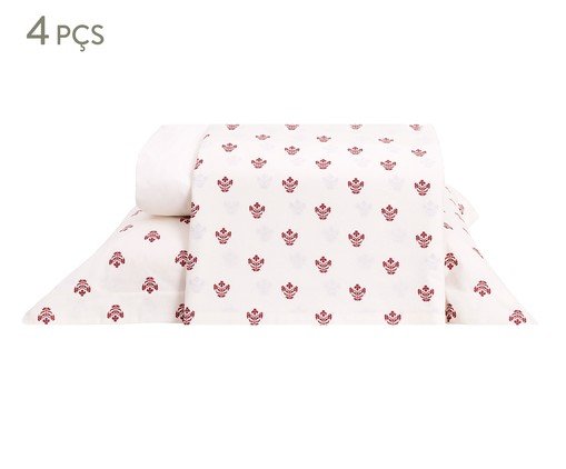 Jogo de Lençol Floral Poppy Vermelho 200 Fios, red | WestwingNow
