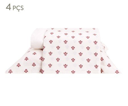 Jogo de Lençol Floral Poppy Vermelho 200 Fios | Westwing