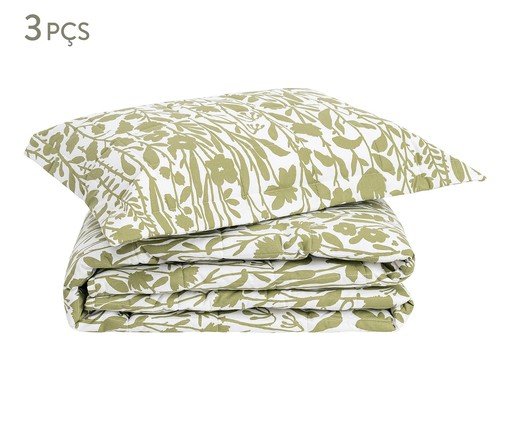 Jogo de Cobre-Leito Floral Artsy Verde Oliveira 200 Fios, green | WestwingNow