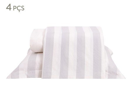 Jogo de Lençol Listras Bold Cinza 200 Fios | Westwing