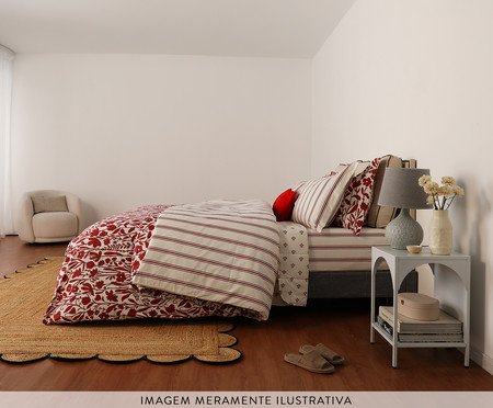 Duvet Listras Capri Vermelho 200 Fios | Westwing