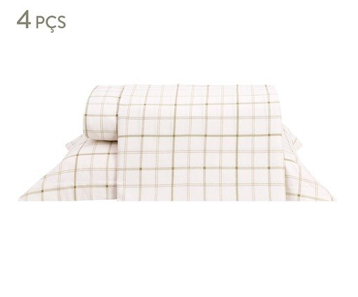 Jogo de Lençol Xadrez Siena Verde Oliveira 200 Fios, green | WestwingNow