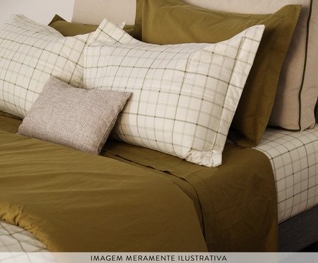 Jogo de Lençol Xadrez Siena Verde Oliveira 200 Fios | Westwing