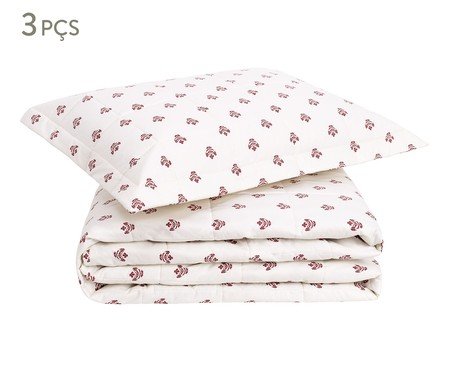 Jogo de Cobre-Leito Floral Poppy Vermelho 200 Fios | Westwing