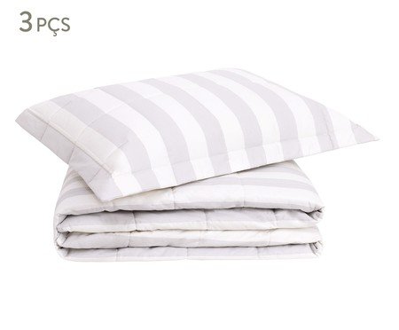 Jogo de Cobre-Leito Listras Bold Cinza 200 Fios | Westwing