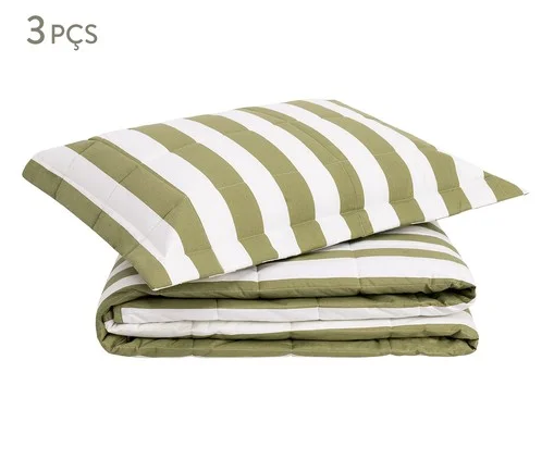Jogo de Cobre-Leito Listras Bold Verde Oliveira 200 Fios, green | WestwingNow