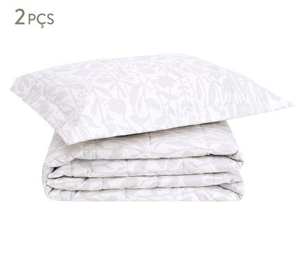 Jogo de Cobre-Leito Floral Artsy Cinza 200 Fios | Westwing