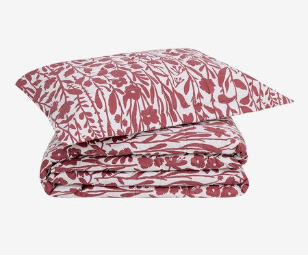 Jogo de Cobre-Leito Floral Artsy Vermelho 200 Fios | Westwing