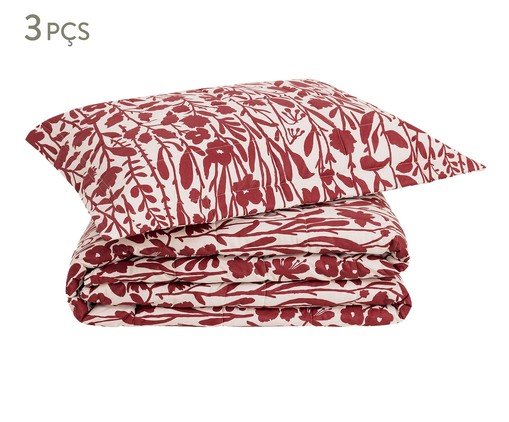 Jogo de Cobre-Leito Floral Artsy Vermelho 200 Fios, red | WestwingNow