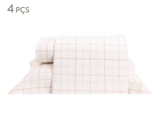 Jogo de Lençol Xadrez Siena Bege Avelã 200 Fios, beige | WestwingNow