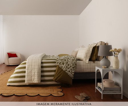 Duvet Listras Bold Verde Oliveira 200 Fios | Westwing